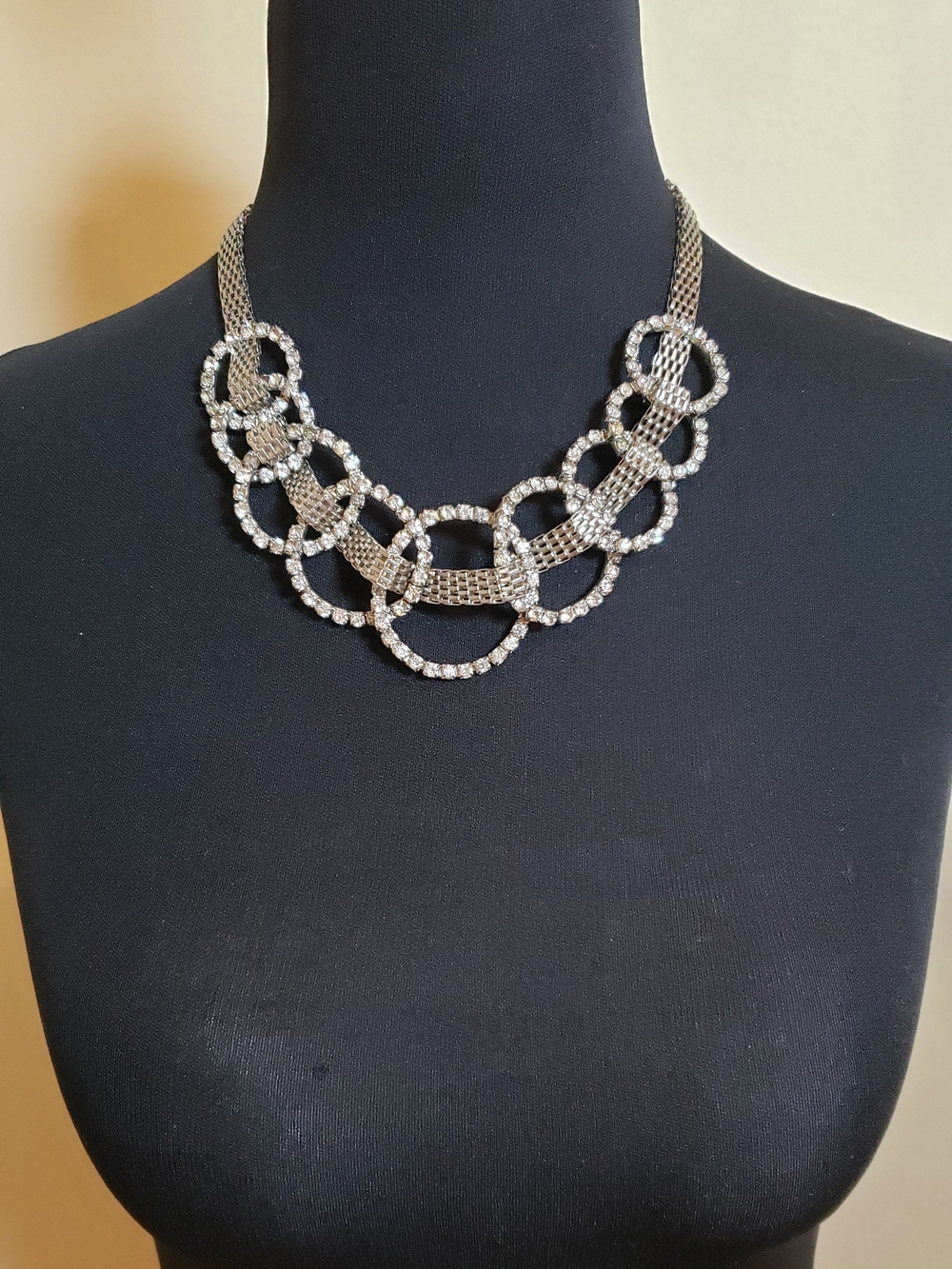 Vintage Rhinestone Link Statement Necklace